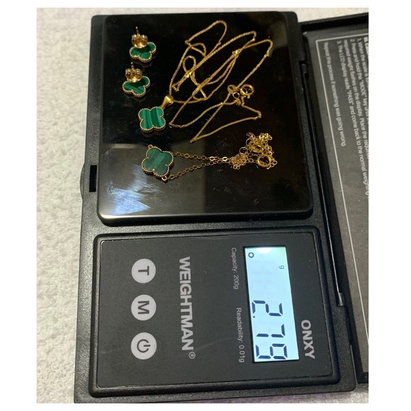 18k Solid Gold Clover 3-1 Set - Green - Picture 5 of 10